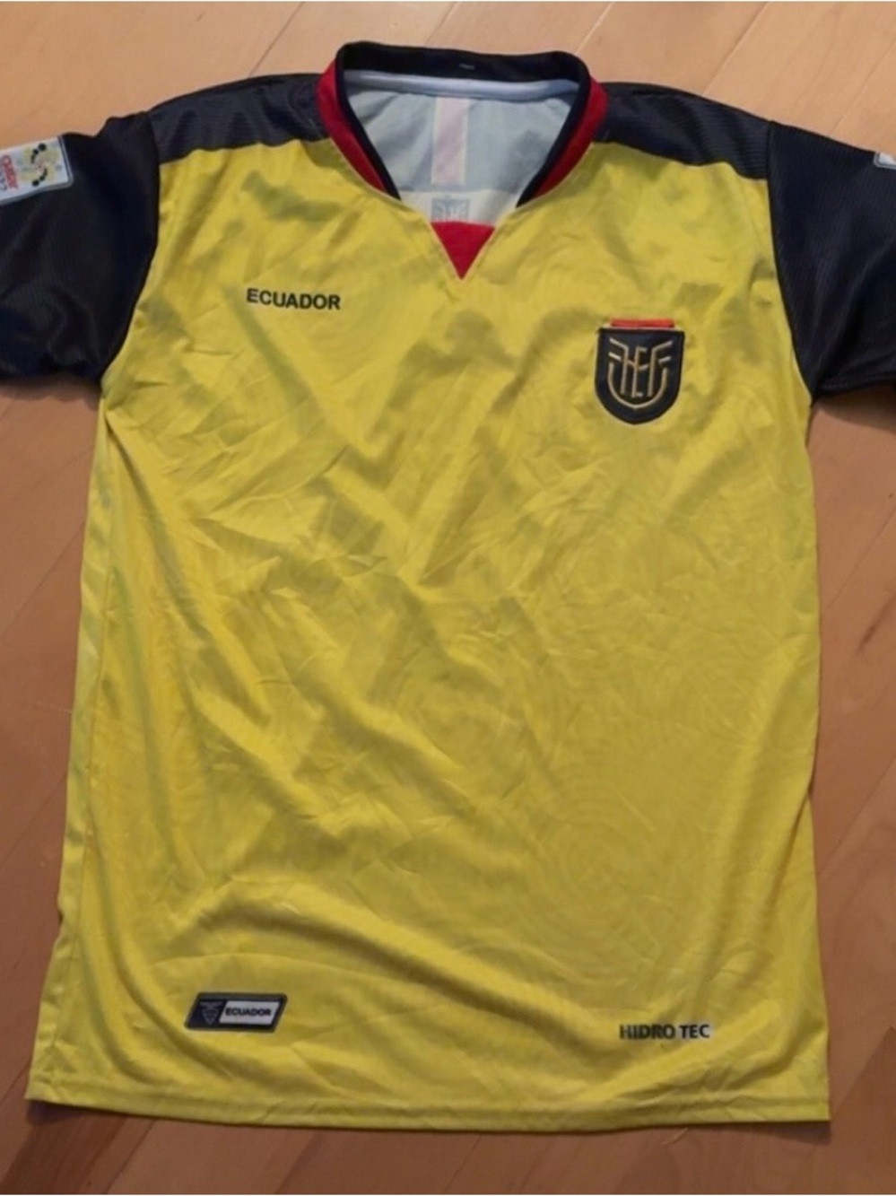 Ecuador Men's Yellow Soccer Jersey with Black Sleeves